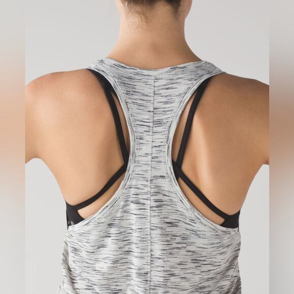 Lululemon Tie It Up Singlet Fly Away Tank Top Tiger Space Dye Black White - Picture 10 of 11